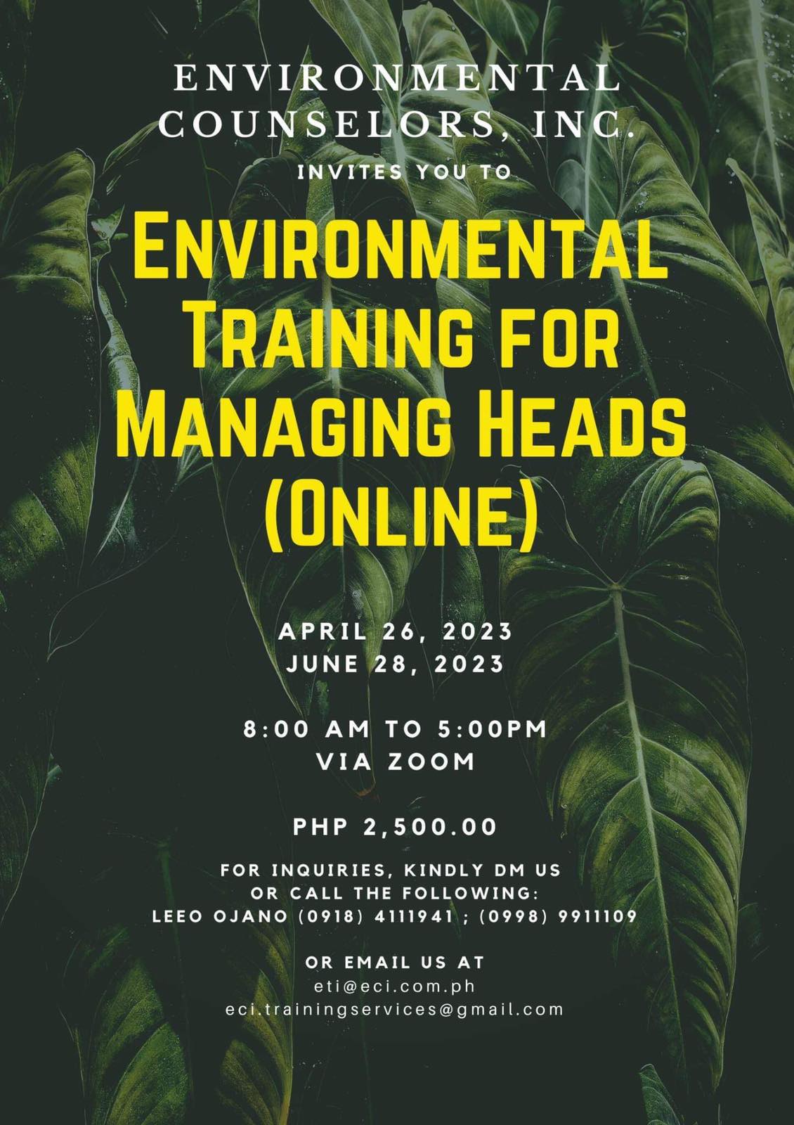 Environmental Training for Managing Heads (ETMH)